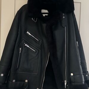 The Arrivals Black Leather Shearling Moya Jacket